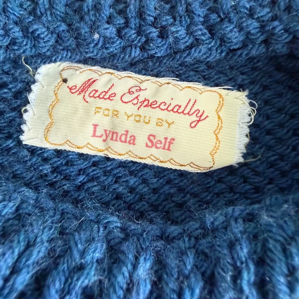 Handmadew‎ Novel Easter Bunny Baby Sweater Rolled Neck Blue White Cotton Blend - Picture 7 of 14